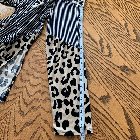 Glitzy Girlz Black & White Striped and Leopard Print Long Sleeve Shirt - Picture 7 of 9